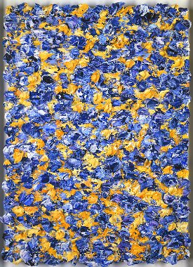 Bernd Schwarzer, Europabild Gold-Blau, Oel, 78 x 56 cm