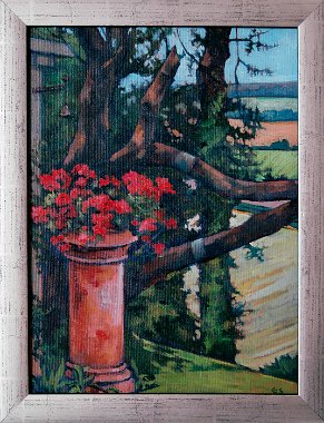 Elizabeth Spiro Garten in Sussex 2000 Oelgemaelde 40,5 x 35,5 cm