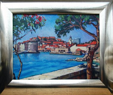 Elizabeth Spiro Hafen Dubrovnik 1999 Oelgemaelde 25 x 35 cm