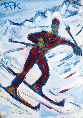 Felix Samuel Pfefferkorn Alpine Ski, 70 x 50 cm, Acryl, WZV XII-4