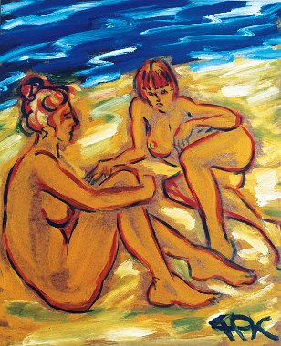 Felix Samuel Pfefferkorn Beach Girls, 80 x 60 cm, Acryl, WZV XIII-95