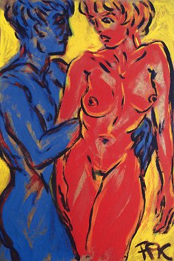 Felix Samuel Pfefferkorn Fire and Water in Love, 90 x 60 cm, Acryl, 1979, WVZ XIII-180