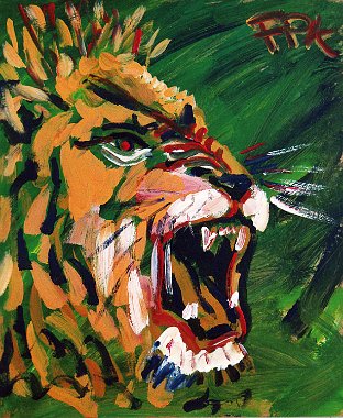Felix Samuel Pfefferkorn Lion Man, 60 x 50 cm, Acryl, WVZ IX-8