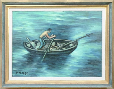 Frans Masereel La barque, 1960, Oel-Gemaelde auf Holz, 49.7 x 65.4 cm, WVZ Vorms Nr. 915