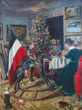 8 Richard Pietzsch Weihnachten 1914 in meinem Atelier Oelgemaelde 119 x 89 cm